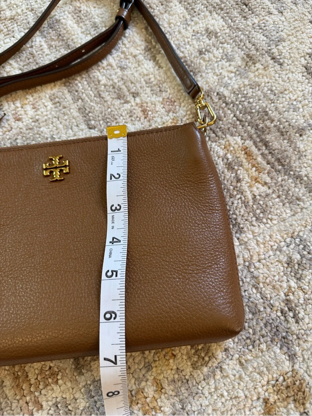 Tory Burch Blake Slim Crossbody Brown Pebbled Leather